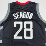 Autographed/Signed Alperen Sengun Houston Black Basketball Jersey Beckett COA