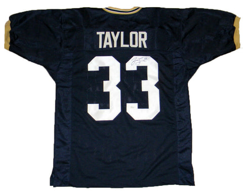 JASON TAYLOR AUTOGRAPHED SIGNED AKRON ZIPS #33 NAVY JERSEY JSA