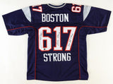 Joe Andruzzi Signed Patriots Jersey "Boston Strong" & "3xSB Champs" (Beckett)