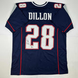 Autographed/Signed Corey Dillon New England Blue Football Jersey Beckett BAS COA