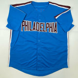 Autographed/Signed Curt Schilling Philadelphia Retro Blue Jersey JSA COA Auto