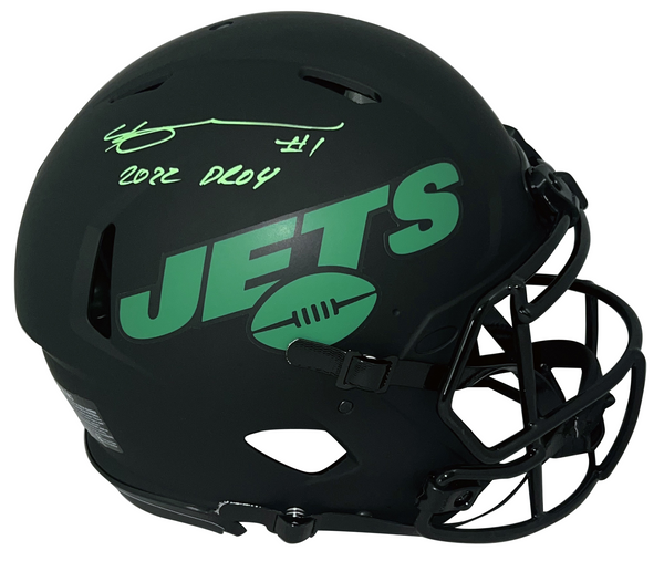 AHMAD SAUCE GARDNER SIGNED NEW YORK JETS LUNAR FULL SIZE SPEED HELMET  BECKETT