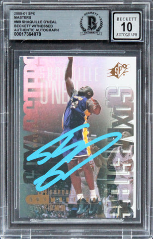 Lakers Shaquille O'Neal Signed 2000 SPX Masters #M9 Card Auto Gr GM 10! BAS Slab