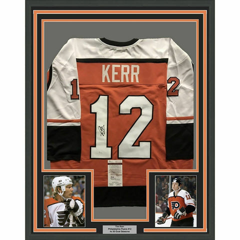 FRAMED Autographed/Signed TIM KERR 33x42 Philadelphia Orange Jersey JSA COA Auto