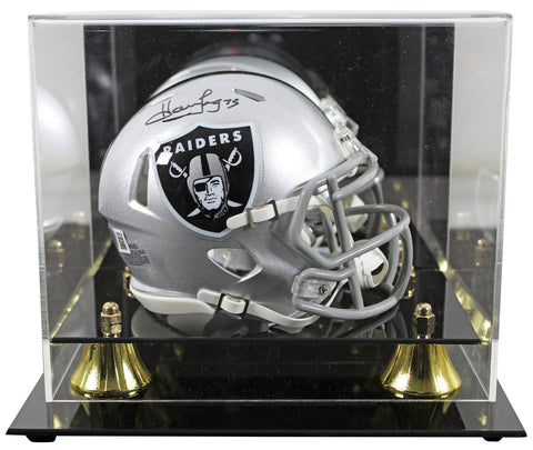 Raiders Howie Long Signed Silver Speed Mini Helmet W/ Case BAS Witnessed