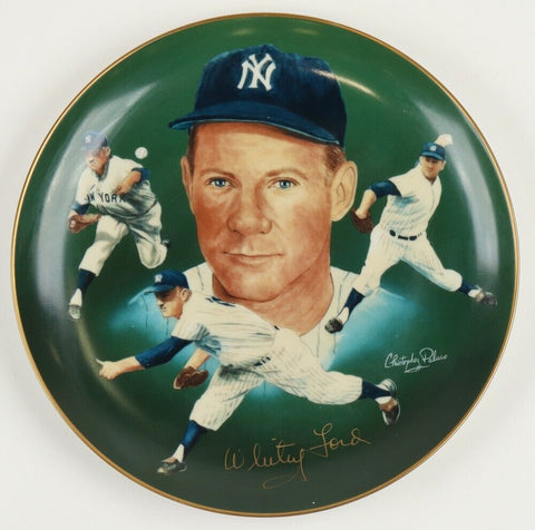 Whitey Ford Signed Yankees LE 1985 Hackett American Large Size Ceramic Art Plate