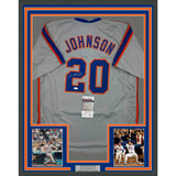 Framed Autographed/Signed Howard Johnson HOJO 35x39 New York Grey Jersey JSA COA