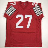 Autographed/Signed Eddie George Ohio State Red College Football Jersey JSA COA