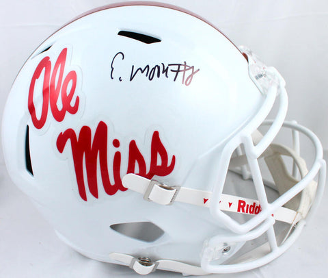 Elijah Moore Autographed Ole Miss Rebels F/S White Speed Helmet-Beckett W Holo