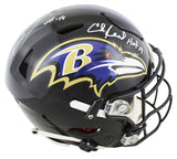 Ravens Ray Lewis & Ed Reed "HOF" Signed Speed Flex Full Size Helmet BAS Witness