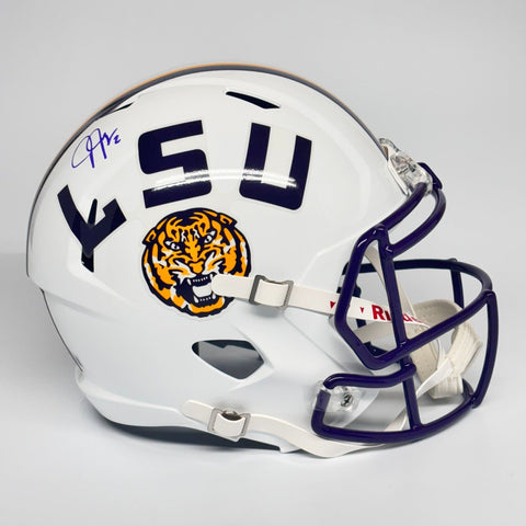 JUSTIN JEFFERSON SIGNED LSU TIGERS FS WHITE REPLICA HELMET BECKETT VIKINGS