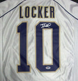 WASHINGTON JAKE LOCKER AUTOGRAPHED SIGNED WHITE NIKE JERSEY SIZE XL PSA 16374