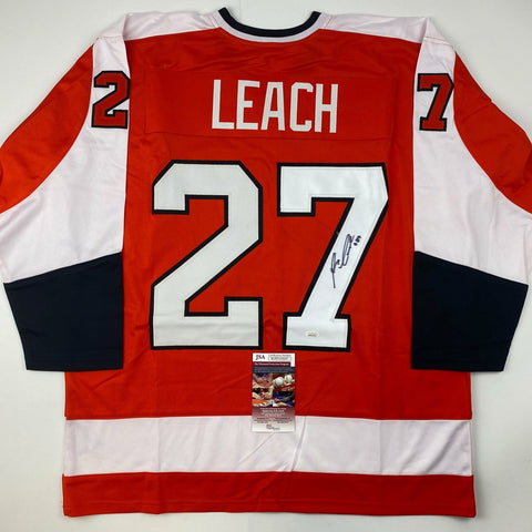 Autographed/Signed Reggie Leach Philadelphia Orange Hockey Jersey JSA COA