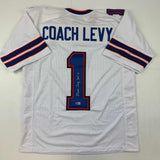 Autographed/Signed Coach Marv Levy HOF 01 Buffalo White Jersey Beckett BAS COA