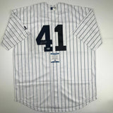 Autographed/Signed MIGUEL ANDUJAR New York Pinstripe Majestic Jersey Beckett COA