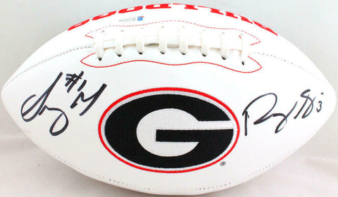 Roquan Smith/Sony Michel Autographed GA Bulldogs Logo Football- Beckett W *Black