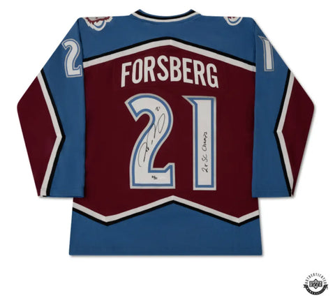 Peter Forsberg Autographed "2x SC Champs" Avalanche M&N Jersey UDA LE 21