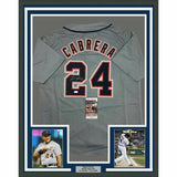 FRAMED Autographed/Signed MIGUEL CABRERA 33x42 Detroit Grey Jersey JSA COA Auto