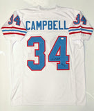 Earl Campbell Autographed White Pro Style Jersey With HOF- JSA W *Black