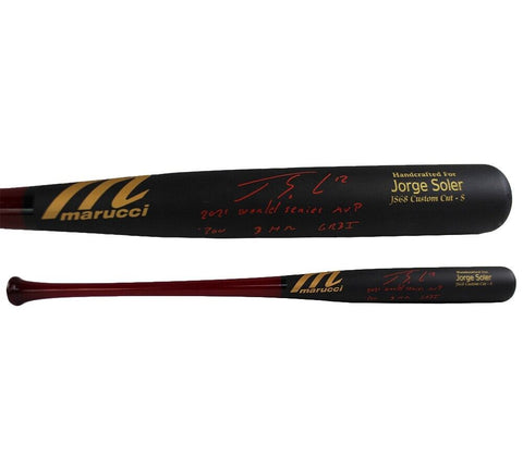 Jorge Solar Signed Atlanta Braves Maruci Game Model Bat With Multi Inscription