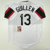 Autographed/Signed OZZIE GUILLEN Chicago Retro White Baseball Jersey JSA COA