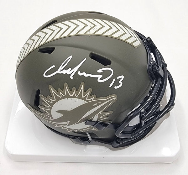 Dan Marino Signed Miami Dolphins Salute To Service Mini Helmet Beckett Witnessed