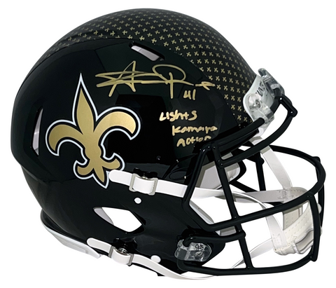 ALVIN KAMARA SIGNED NEW ORLEANS 2022 BLACK AUTHENTIC SPEED HELMET BECKETT