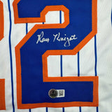 Autographed/Signed Ray Knight New York Pinstripe Baseball Jersey Beckett BAS COA