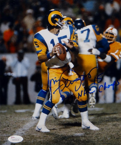 Vince Ferragamo Signed Los Angeles Rams 8x10 Looking To Pass Photo- JSA W Auth