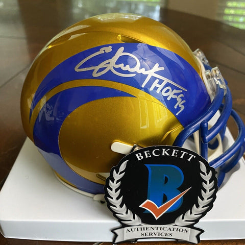 ERIC DICKERSON AUTOGRAPHED SIGNED LA RAMS FLASH MINI HELMET HOF '99 BECKETT