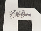 OAKLAND RAIDERS BOB BROWN AUTOGRAPHED BLACK JERSEY "HOF 04" BECKETT QR 229533