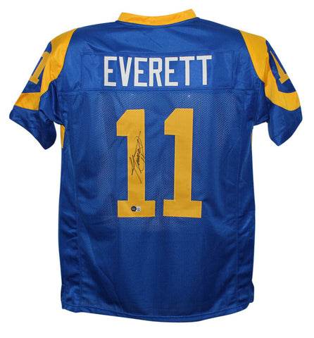 Jim Everett Autographed/Signed Pro Style Blue XL Jersey Beckett BAS 33973