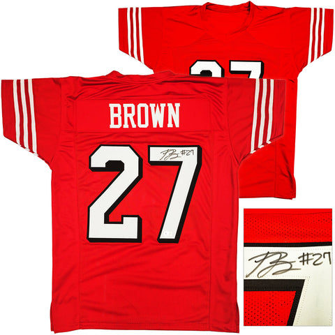 SAN FRANCISCO 49ERS JI'AYIR BROWN AUTOGRAPHED RED JERSEY BECKETT WITNESS 232606