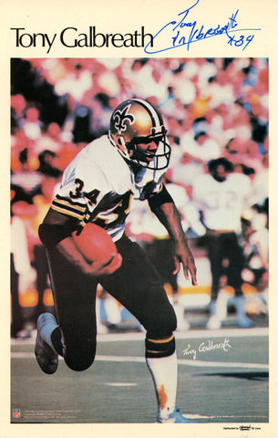 Tony Galbreath Signed New Orleans Saints Mini Poster 33/50 Beckett 46092