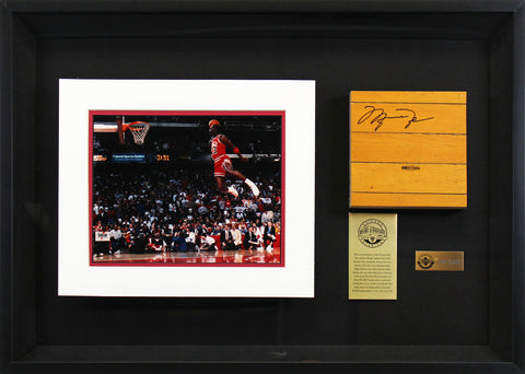 Bulls Michael Jordan Signed & Framed 6x6 GU Floorboard LE #299/1000 UDA & BAS