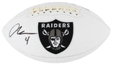 Raiders Aidan O'Connell Signed White Panel Logo Football W/ Case BAS Witnessed