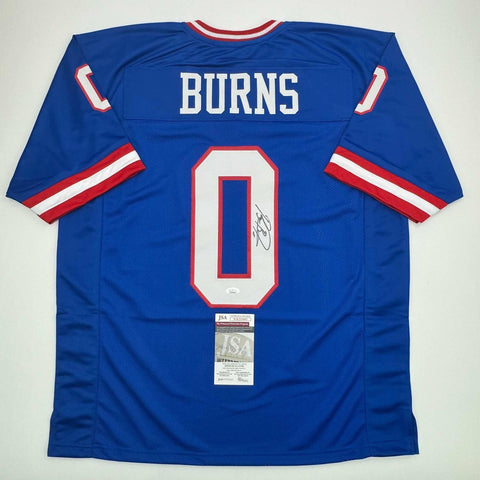 Autographed/Signed Brian Burns New York Retro Blue Football Jersey JSA COA