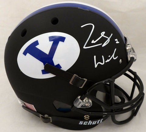 ZACH WILSON AUTOGRAPHED BYU MATTE BLACK SCHUTT FULL SIZE HELMET BECKETT 191106