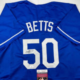 Autographed/Signed Mookie Betts Los Angeles LA Blue Baseball Jersey JSA COA