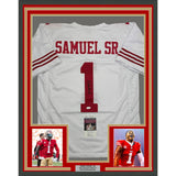 Framed Autographed/Signed Deebo Samuel Sr. #1 35x39 San Francisco Jersey JSA COA