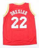 Clyde (The Glide) Drexler Signed Houston Rockets Throwback Jersey (PSA/DNA COA)