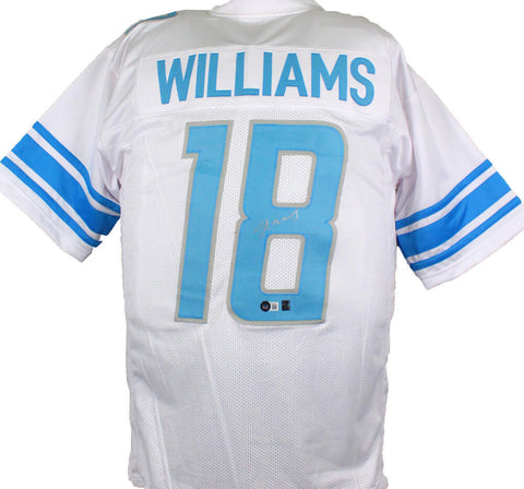 Jameson Williams Autographed White Pro Style Jersey #18- Beckett W Hologram