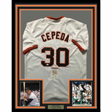 FRAMED Autographed/Signed ORLANDO CEPEDA 33x42 SF White Jersey JSA COA Auto