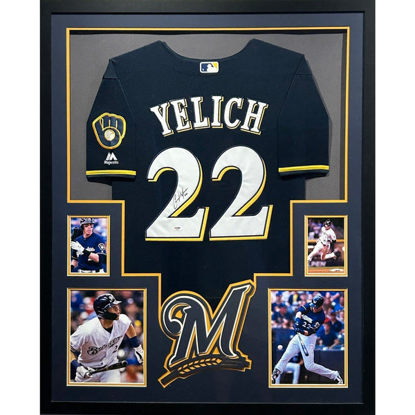 Christian Yelich Autographed Signed Framed Milwaukee Brewers Jersey PSA/DNA