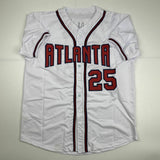 Autographed/Signed ANDRUW JONES Atlanta White Baseball Jersey JSA COA Auto