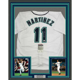 Framed Autographed/Signed Edgar Martinez 35x39 Seattle White Jersey JSA COA