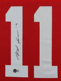 Jaxon Smith-Njigba Signed Ohio State Buckeyes 35" x 43" Framed Jersey (Beckett)