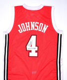 Larry Johnson Autographed Red College Style Jersey w/Natl Champs- JSA W *Black