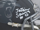 Ja'Tavion Sanders Autographed Panthers Slate Speed Mini Helmet - Beckett W Holo