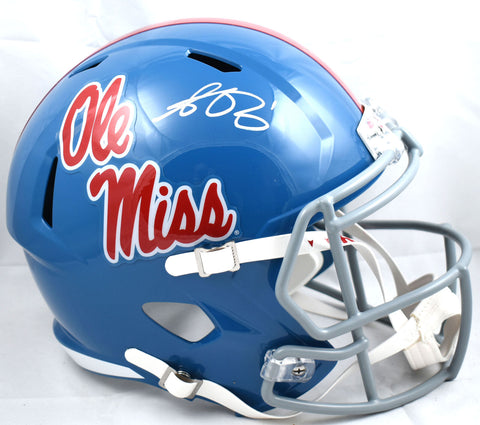 AJ Brown Autographed Ole Miss Rebels F/S Speed Helmet- Beckett W Hologram *White